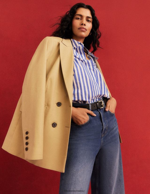 Boden Frauen Zweireihiger Twill-Blazer VH86PT1622 Kleidung Schiefergrün