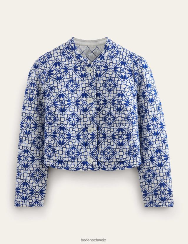 Boden Frauen bestickte Jacke VH86PT672 Kleidung blau bestickt