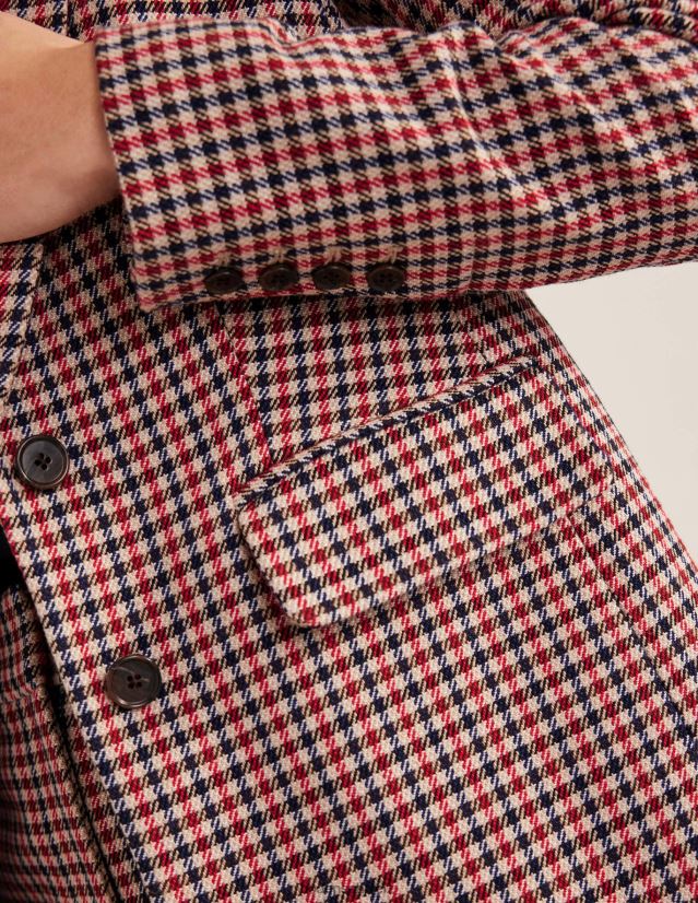 Boden Frauen der Brighton-Karo-Blazer VH86PT1091 Kleidung Rot, Marineblau und Kamelkaro