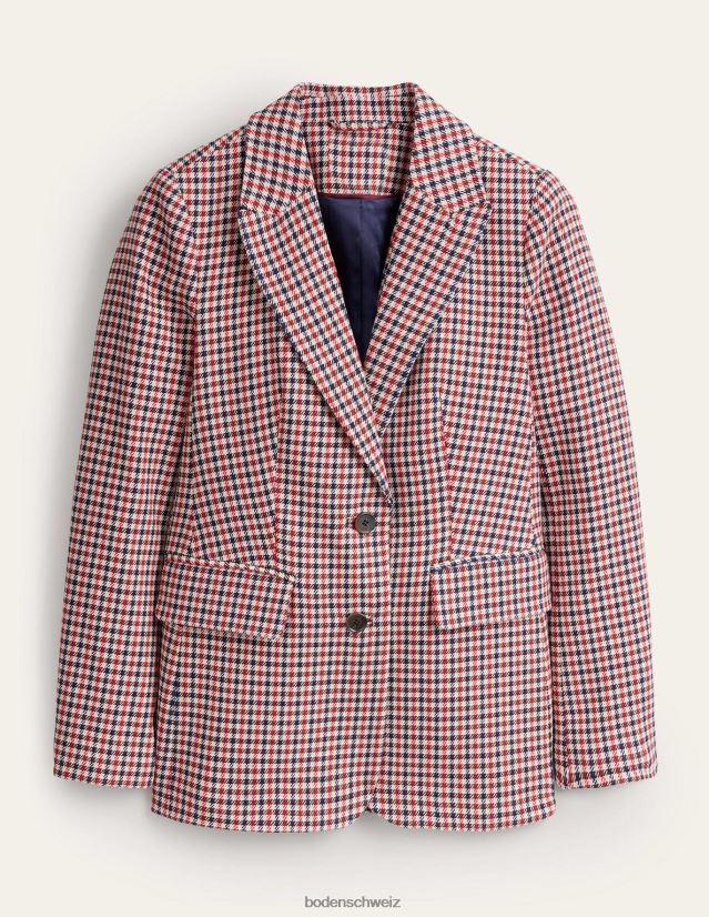 Boden Frauen der Brighton-Karo-Blazer VH86PT1091 Kleidung Rot, Marineblau und Kamelkaro