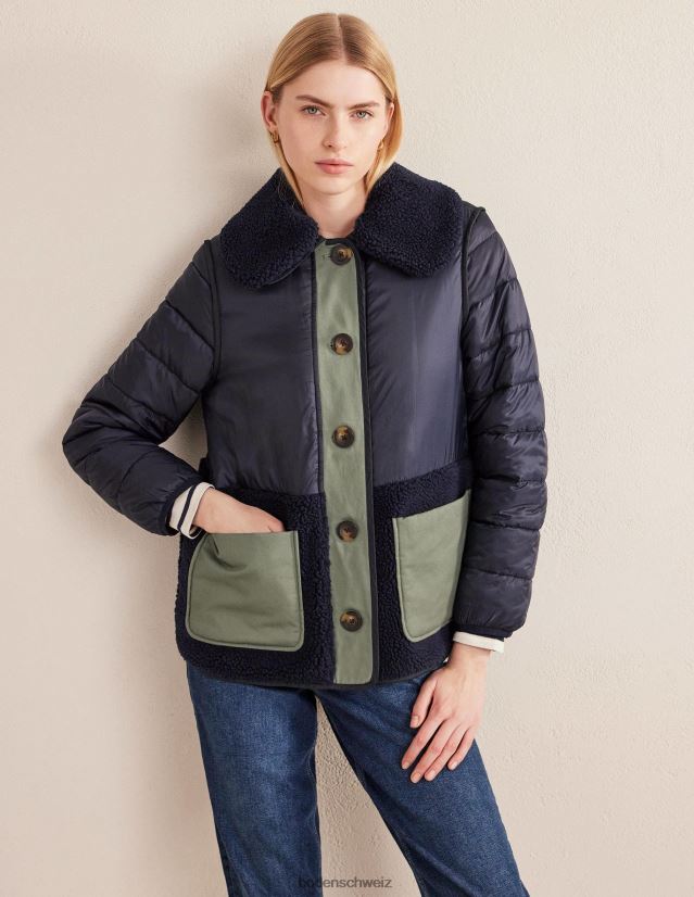 Boden Frauen gesteppte Borgjacke VH86PT1601 Kleidung Marine