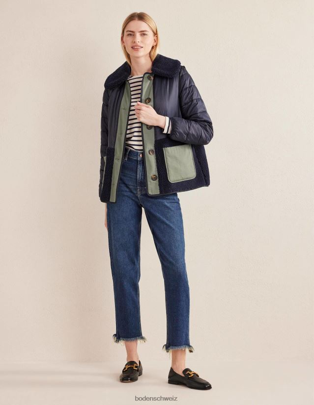 Boden Frauen gesteppte Borgjacke VH86PT1601 Kleidung Marine