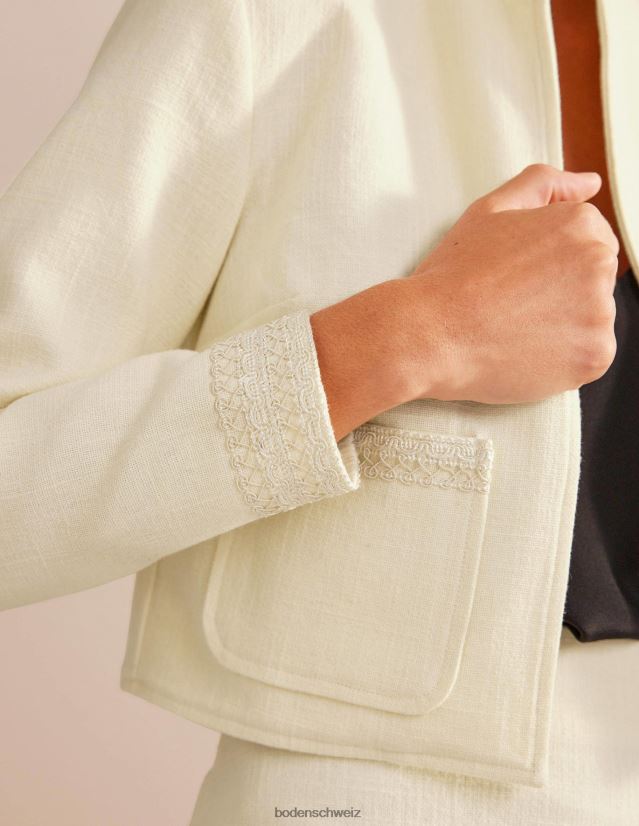 Boden Frauen kurze Baumwolljacke VH86PT677 Kleidung Elfenbein