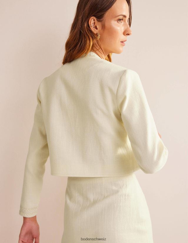 Boden Frauen kurze Baumwolljacke VH86PT677 Kleidung Elfenbein