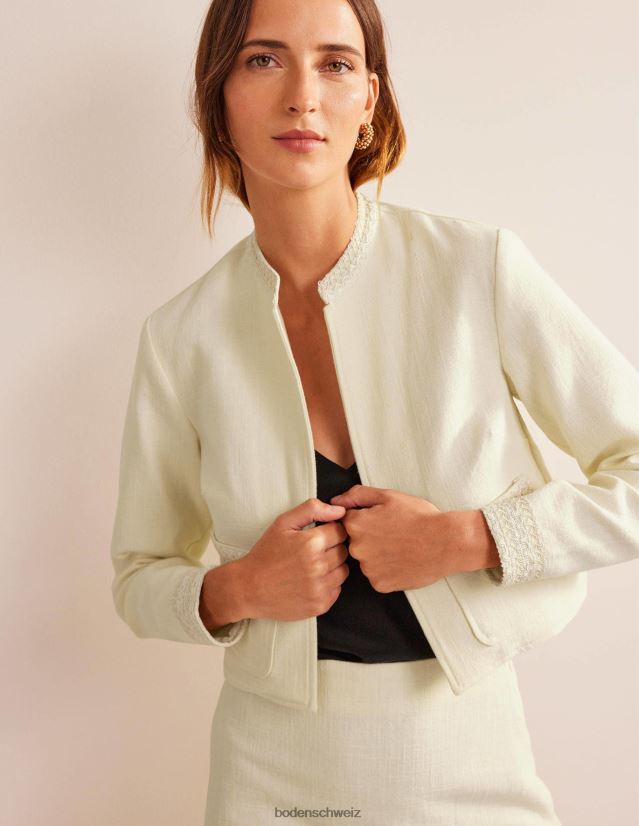 Boden Frauen kurze Baumwolljacke VH86PT677 Kleidung Elfenbein