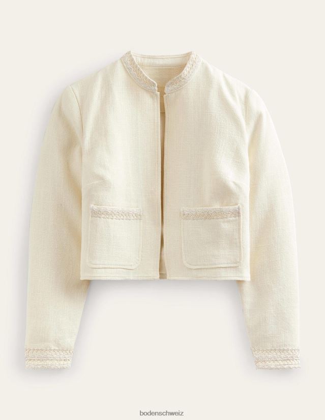 Boden Frauen kurze Baumwolljacke VH86PT677 Kleidung Elfenbein