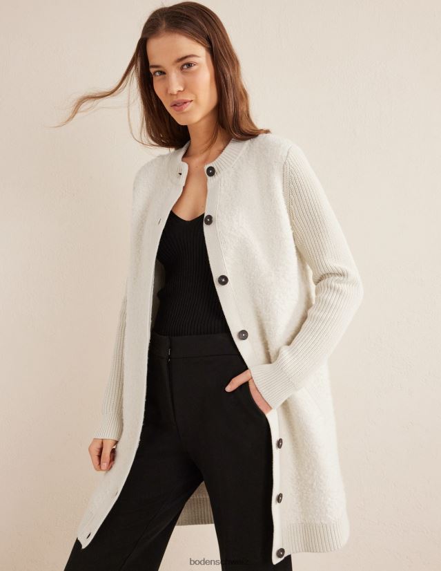 Boden Frauen kuscheliger Bouclé-Mantel VH86PT2101 Kleidung warmes Elfenbein