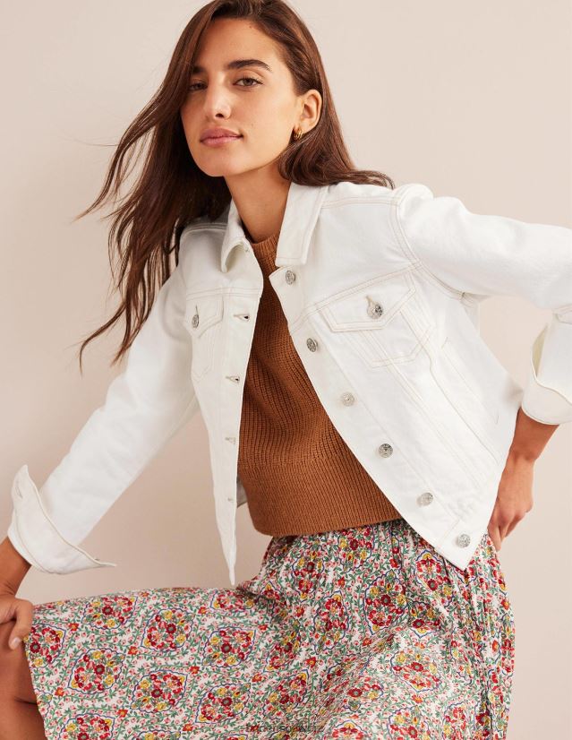 Boden Frauen starre Jeansjacke VH86PT668 Kleidung naturfarben