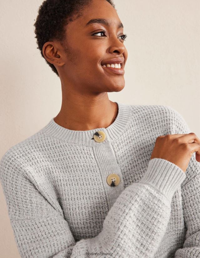 Boden Frauen strukturierte gestrickte Bomberjacke VH86PT1545 Kleidung Silbermelange