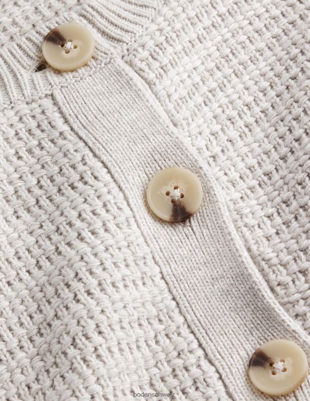 Boden Frauen strukturierte gestrickte Bomberjacke VH86PT1545 Kleidung Silbermelange