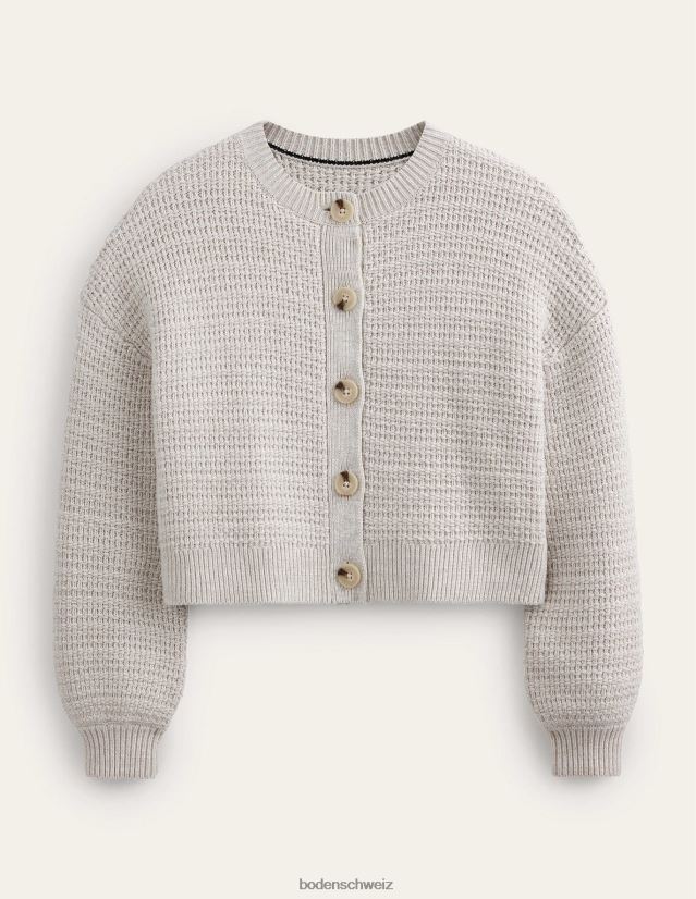 Boden Frauen strukturierte gestrickte Bomberjacke VH86PT1545 Kleidung Silbermelange