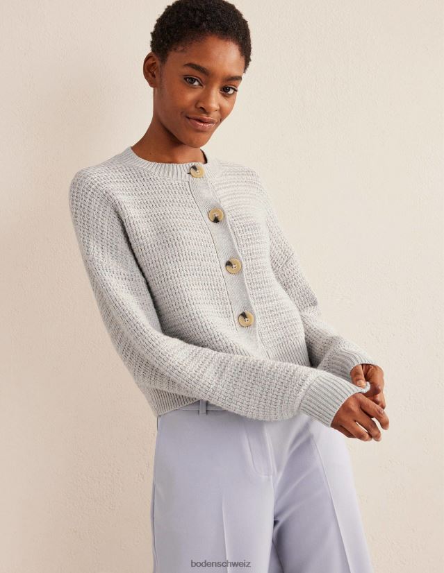 Boden Frauen strukturierte gestrickte Bomberjacke VH86PT1545 Kleidung Silbermelange