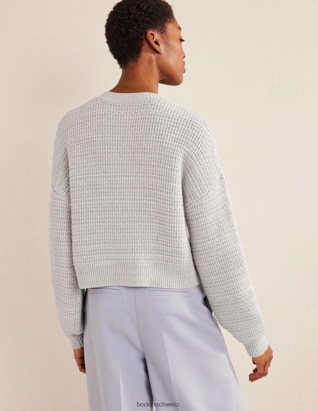 Boden Frauen strukturierte gestrickte Bomberjacke VH86PT1545 Kleidung Silbermelange