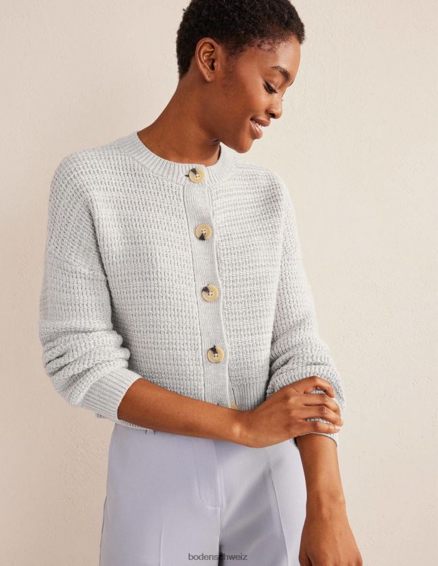 Boden Frauen strukturierte gestrickte Bomberjacke VH86PT1545 Kleidung Silbermelange