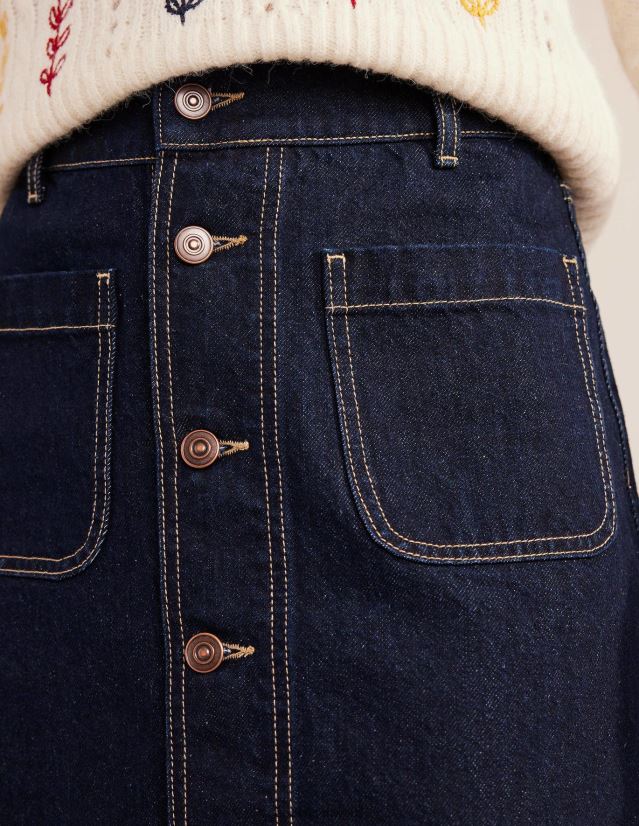 Boden Frauen Durchgeknöpfter Jeans-Mini VH86PT1734 Kleidung Indigo