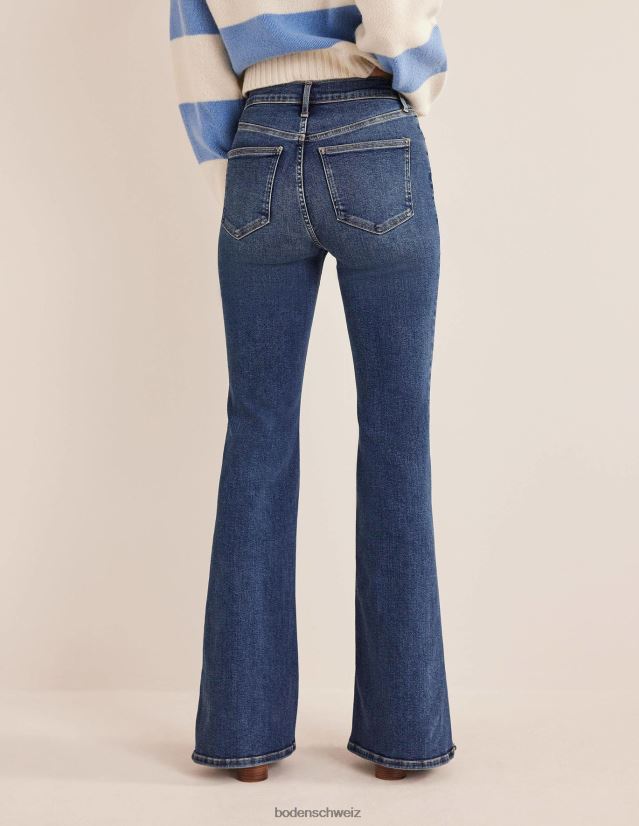 Boden Frauen High-Rise-Jeans mit geteiltem Schlag VH86PT1769 Kleidung Indigo
