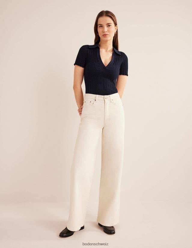 Boden Frauen Jeans mit hohem Bund und weitem Bein VH86PT657 Kleidung naturfarben