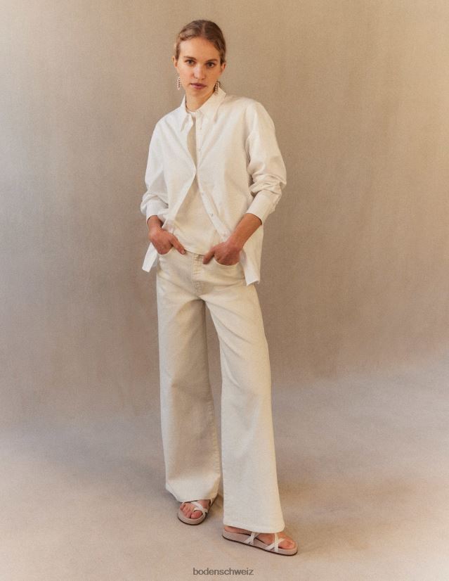 Boden Frauen Jeans mit hohem Bund und weitem Bein VH86PT657 Kleidung naturfarben