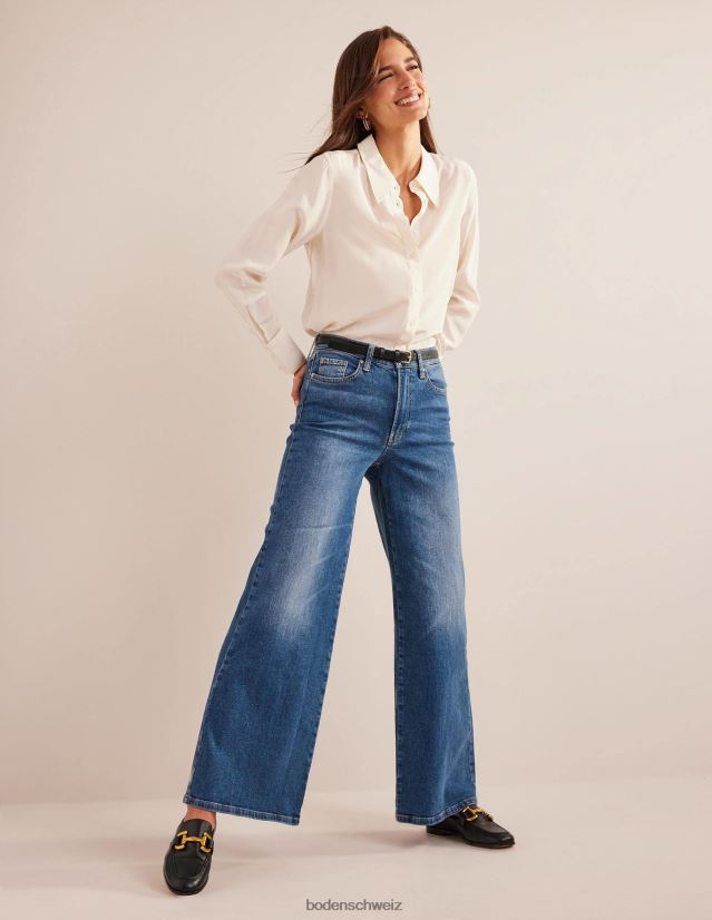 Boden Frauen Jeans mit hohem Bund und weitem Bein VH86PT662 Kleidung mittlerer Jahrgang