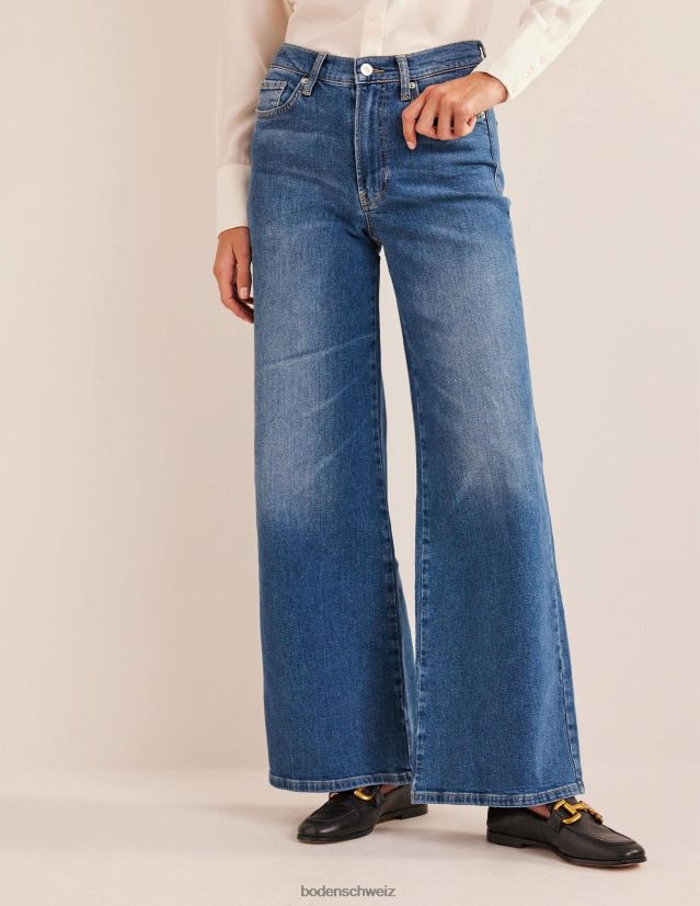 Boden Frauen Jeans mit hohem Bund und weitem Bein VH86PT662 Kleidung mittlerer Jahrgang