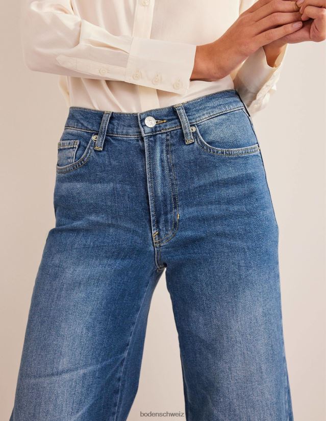 Boden Frauen Jeans mit hohem Bund und weitem Bein VH86PT662 Kleidung mittlerer Jahrgang