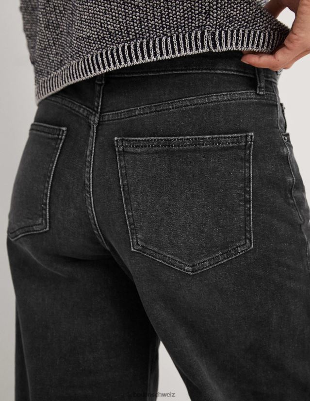 Boden Frauen Low-Rise-Jeans mit weitem Bein VH86PT1837 Kleidung Schwarz