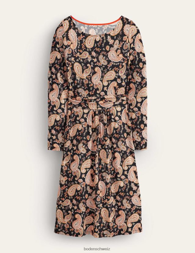 Boden Frauen Abigail Jerseykleid VH86PT1192 Kleidung Leidenschaft für Schwarz und Paisley