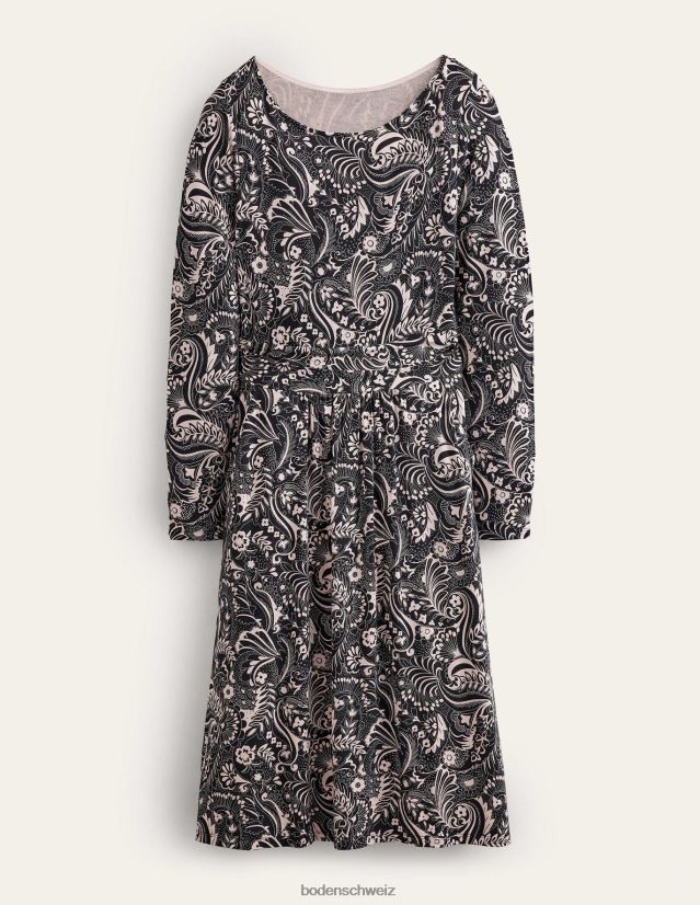 Boden Frauen Abigail Jerseykleid VH86PT1607 Kleidung Schwarz und Paisley-Punkt