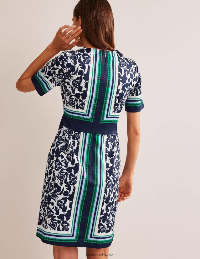 Boden Frauen Alexa-Etuikleid aus Baumwolle VH86PT53 Kleidung Marineblau und Tulpenblüte
