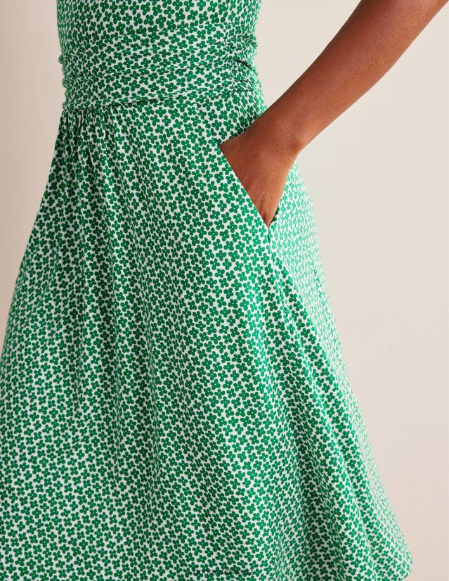 Boden Frauen Amelie Jerseykleid VH86PT19 Kleidung Wiesengrün und Gänseblümchenknospe