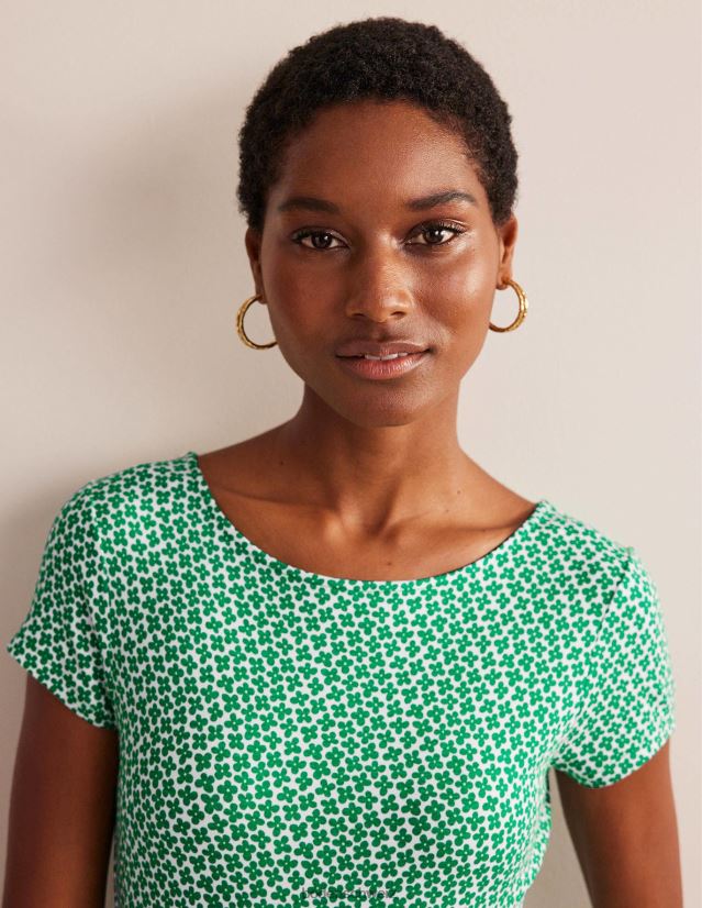 Boden Frauen Amelie Jerseykleid VH86PT19 Kleidung Wiesengrün und Gänseblümchenknospe