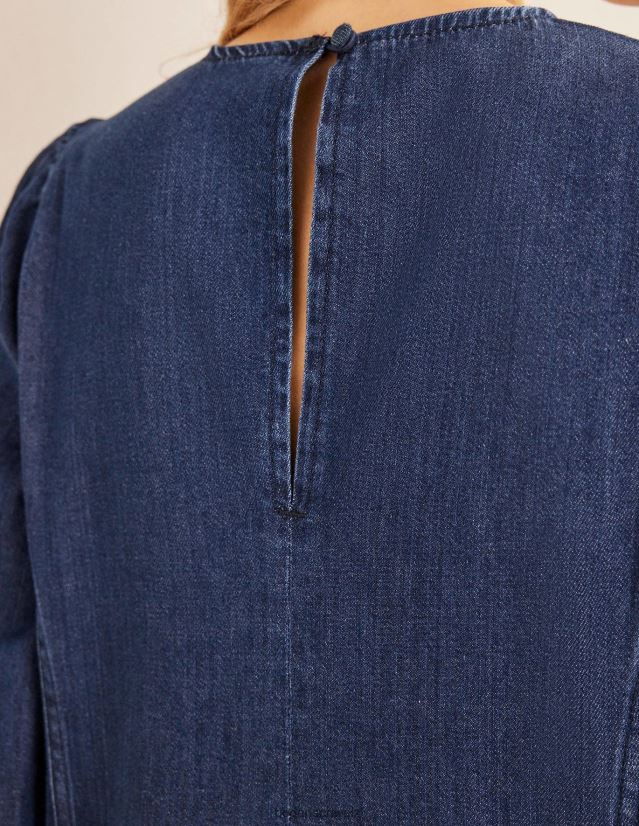 Boden Frauen Blouson-Etuikleid aus Denim VH86PT1366 Kleidung mittlerer Denim