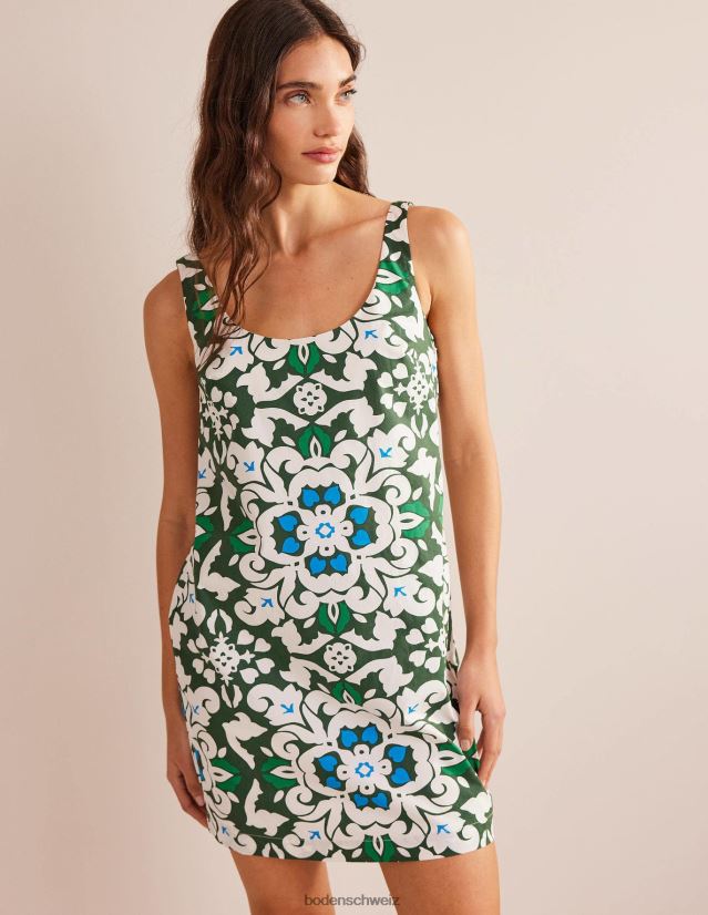 Boden Frauen Etuikleid mit U-Ausschnitt VH86PT1093 Kleidung Trekkinggrün und opulenter Kernobst