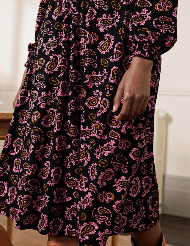 Boden Frauen Evelyn Jersey-Midikleid VH86PT2394 Kleidung Azalee und aufwendiges Paisley