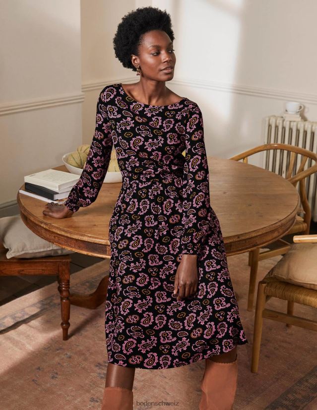 Boden Frauen Evelyn Jersey-Midikleid VH86PT2394 Kleidung Azalee und aufwendiges Paisley