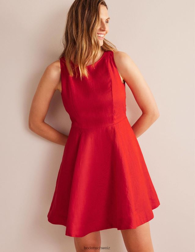 Boden Frauen Fit-and-Flare-Minikleid aus Leinen VH86PT30 Kleidung Zinnoberrot