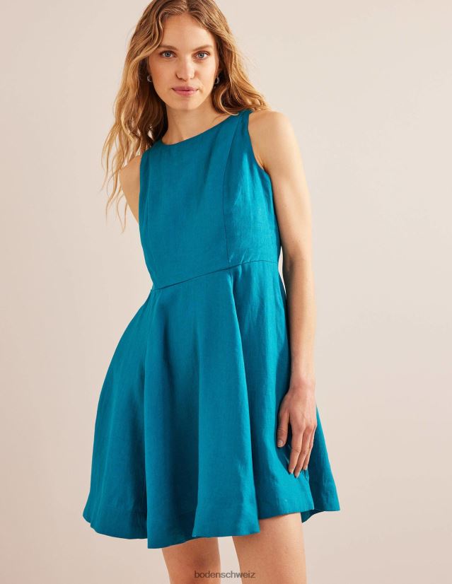 Boden Frauen Fit-and-Flare-Minikleid aus Leinen VH86PT78 Kleidung blaugrün