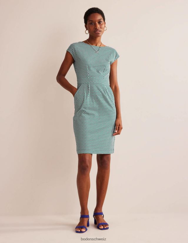 Boden Frauen Florrie-Jerseykleid VH86PT62 Kleidung Wiesengrün und abstrakter Diamant