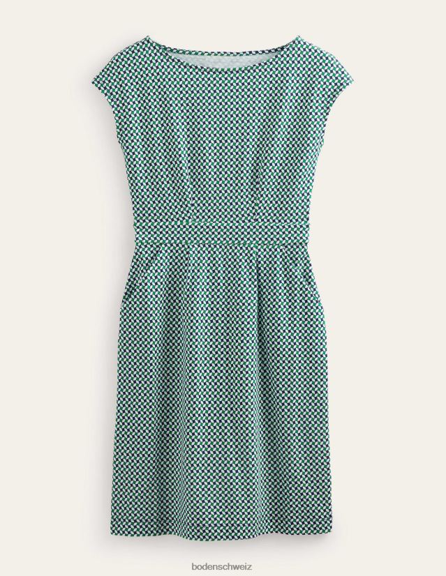 Boden Frauen Florrie-Jerseykleid VH86PT62 Kleidung Wiesengrün und abstrakter Diamant