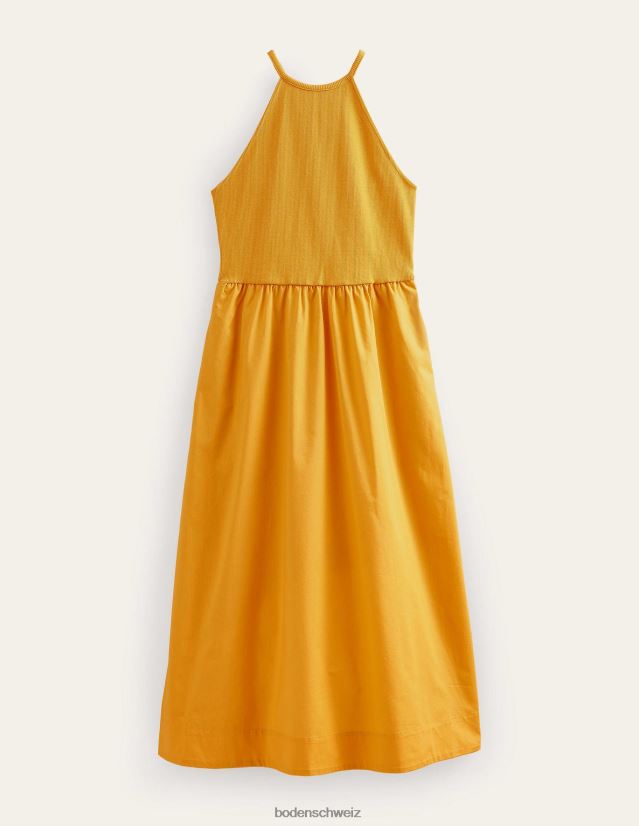 Boden Frauen Geripptes Neckholder-Midikleid VH86PT1262 Kleidung französische Ringelblume