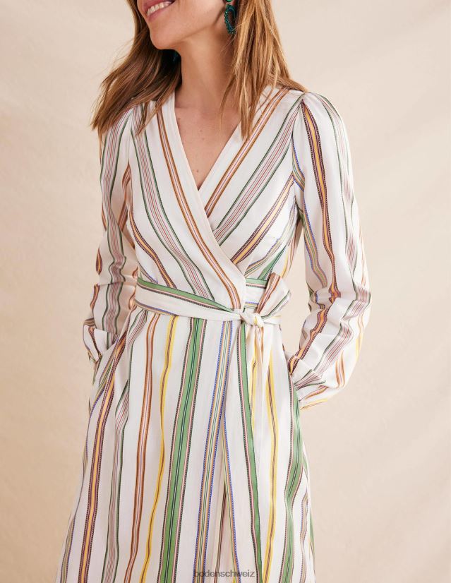 Boden Frauen Gestreiftes Maxi-Wickelkleid VH86PT1328 Kleidung Mehrfarbig und gestreift