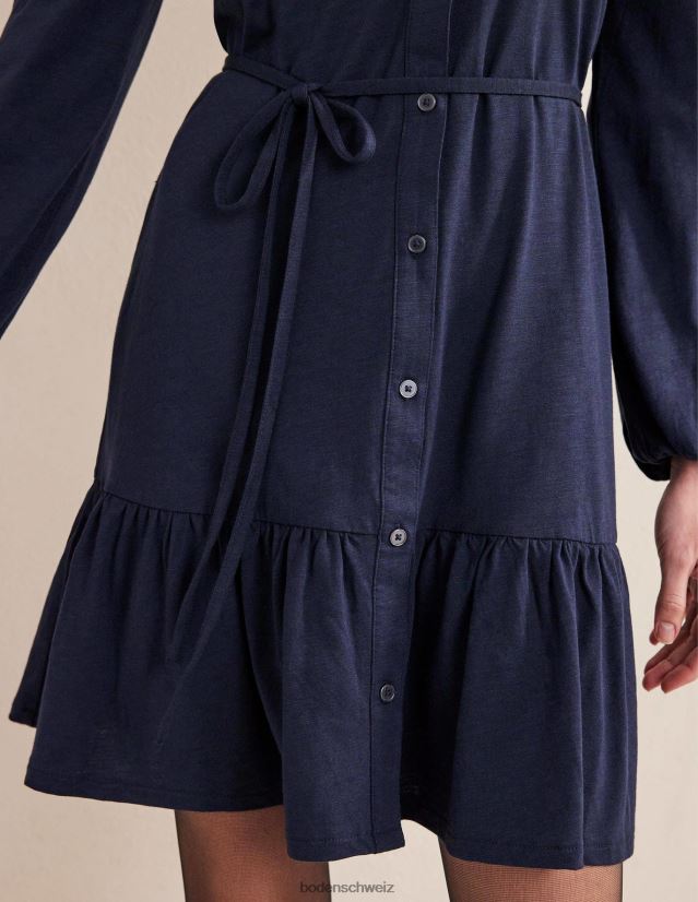 Boden Frauen Gestuftes Jersey-Hemd-Minikleid VH86PT1560 Kleidung Marine