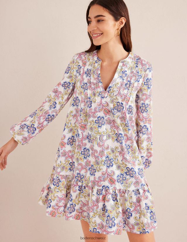 Boden Frauen Gestuftes Minikleid aus Leinen VH86PT1034 Kleidung Elfenbein- und Botanik-Taverne