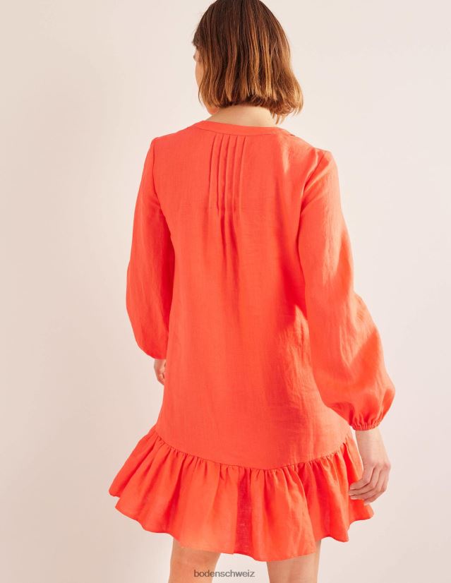 Boden Frauen Gestuftes Minikleid aus Leinen VH86PT27 Kleidung Wassermelonenpunsch