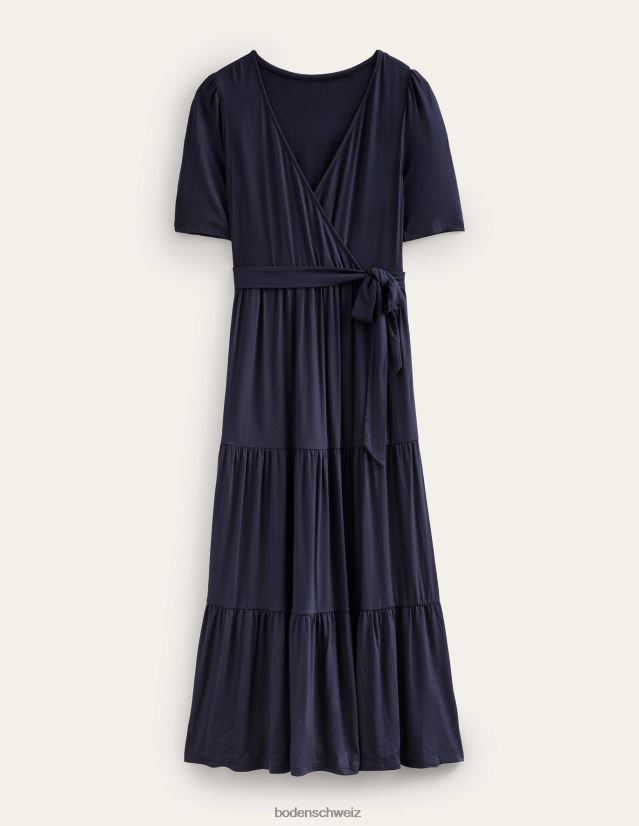 Boden Frauen Gestuftes Wickel-Maxikleid aus Jersey VH86PT1396 Kleidung Marine