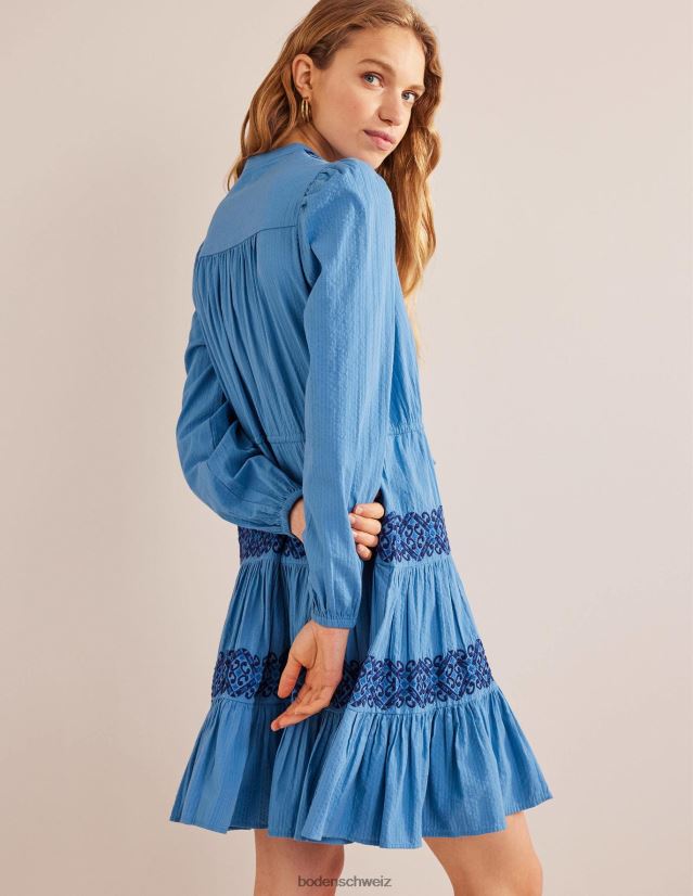 Boden Frauen Gestuftes besticktes Kleid VH86PT1297 Kleidung Porzellanblau