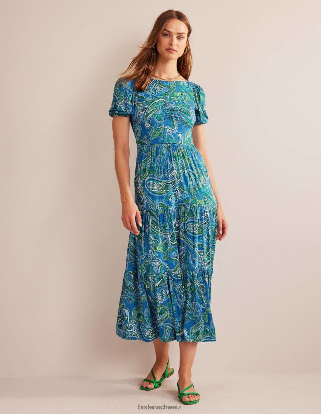 Boden Frauen Jersey-Maxikleid mit Rückenausschnitt VH86PT15 Kleidung Aegean Blue & Paradise Pop