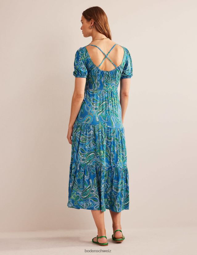 Boden Frauen Jersey-Maxikleid mit Rückenausschnitt VH86PT15 Kleidung Aegean Blue & Paradise Pop