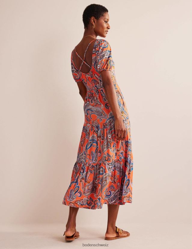 Boden Frauen Jersey-Maxikleid mit Rückenausschnitt VH86PT1 Kleidung Orangengelee und Paradise Pop