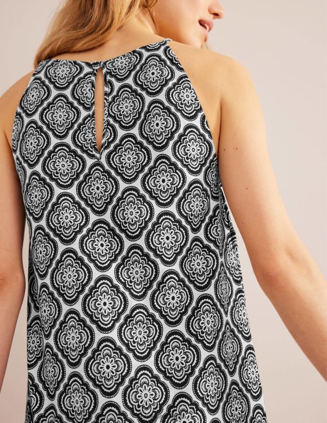 Boden Frauen Jersey-Midikleid mit Racer-Ausschnitt VH86PT932 Kleidung Schwarz und botanisches Rouge